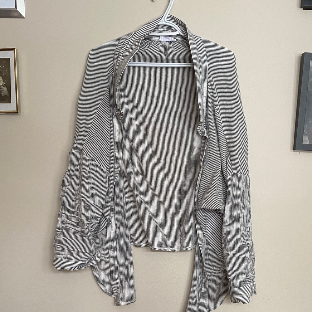 Sage Black and White Striped Cardigan